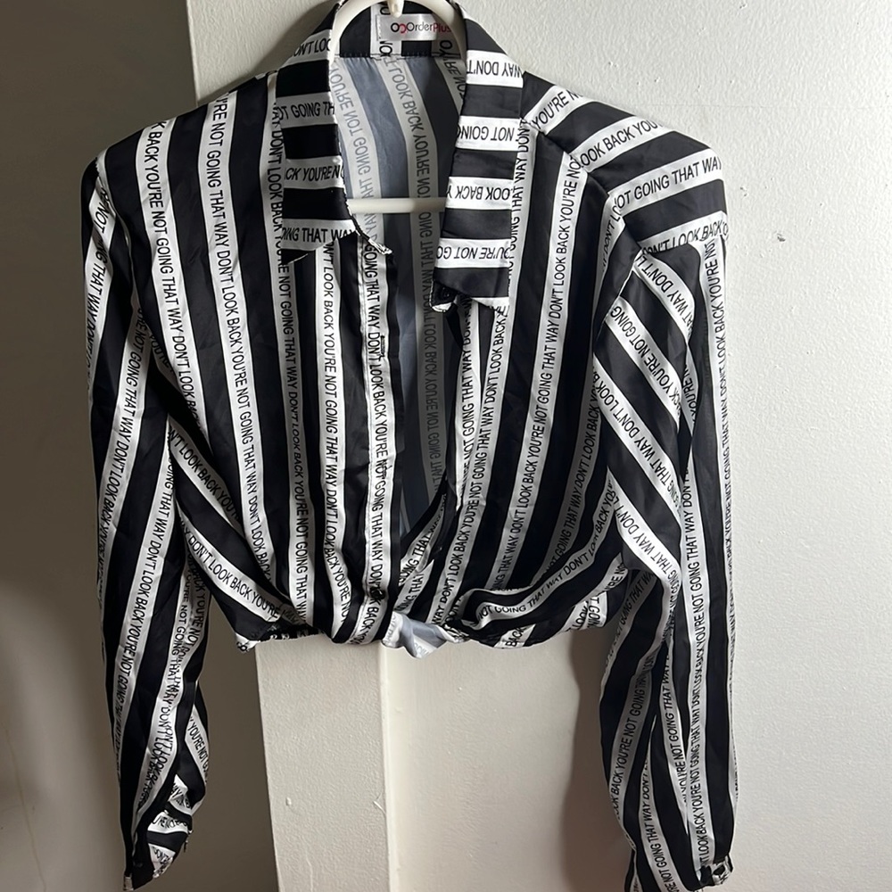 Black & White Button Crop Top